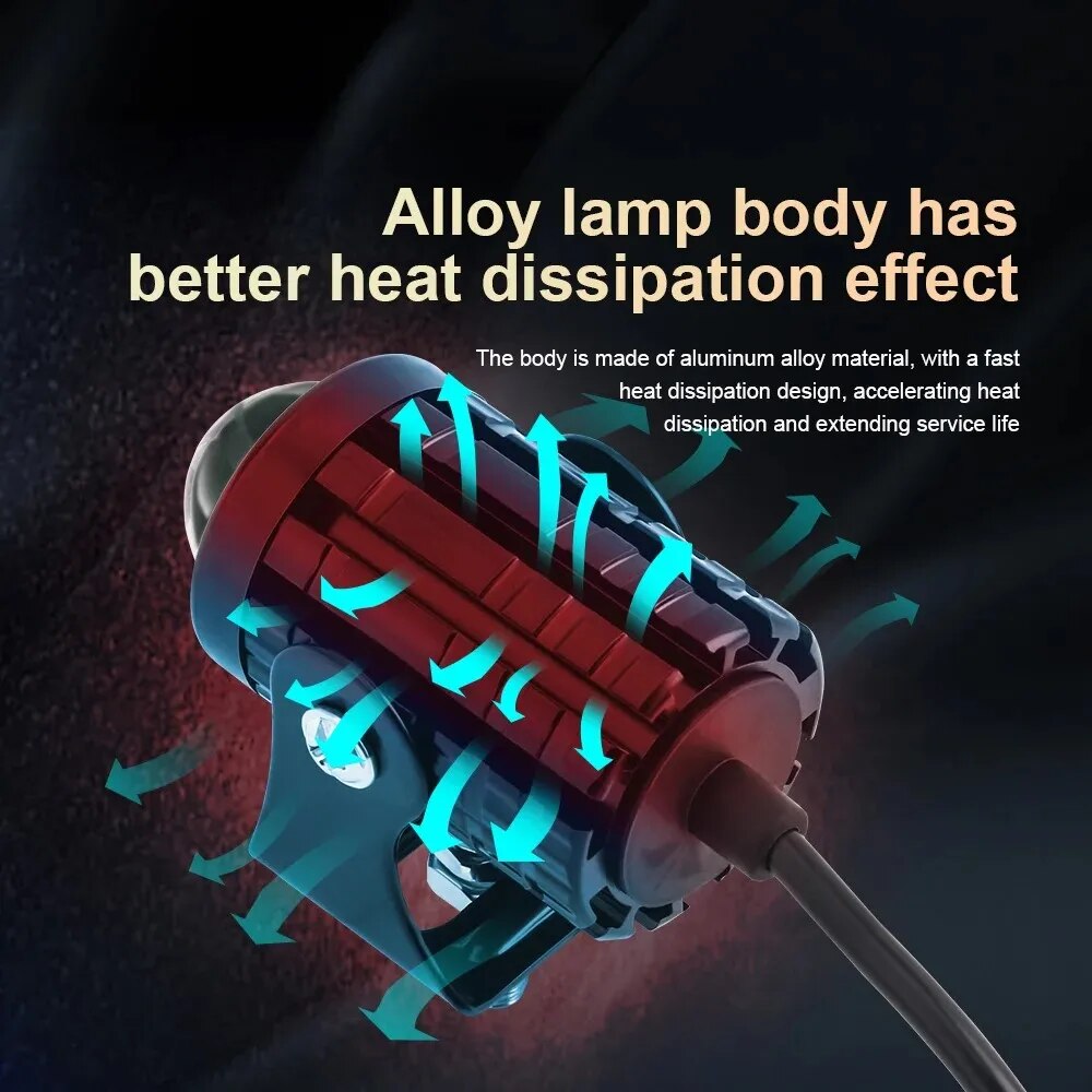 Lampu sorot LED sepeda motor U - Universal Motorcycle Led Headlight Projector ulasan dan harga